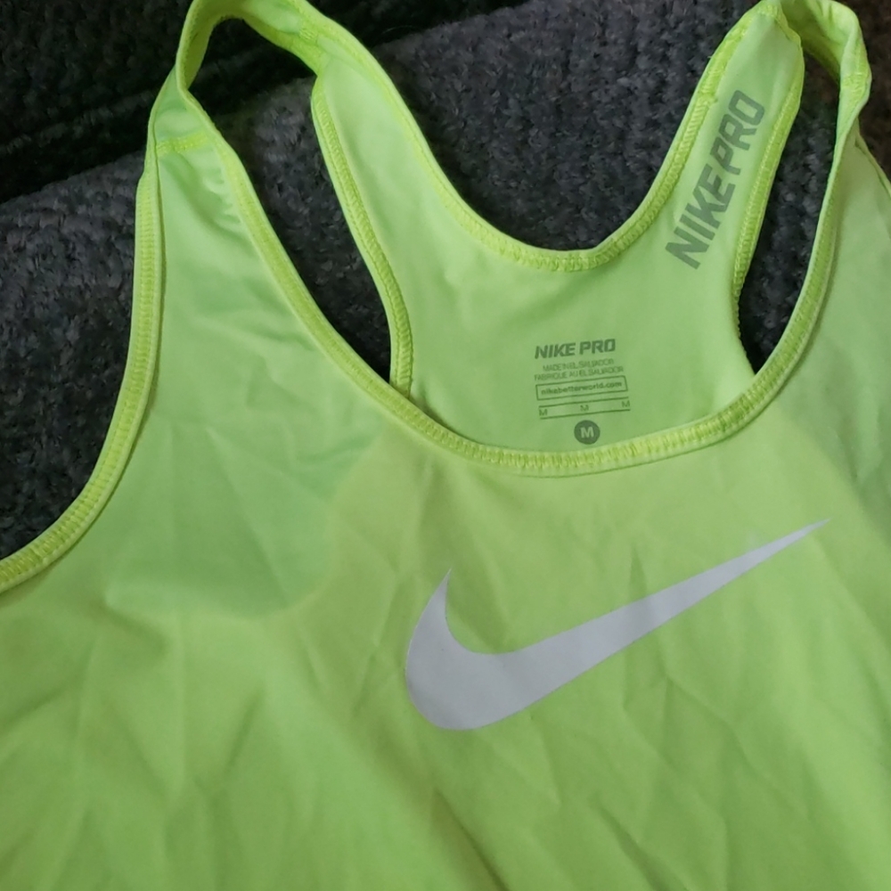 Nike Pro neon yellow tank top